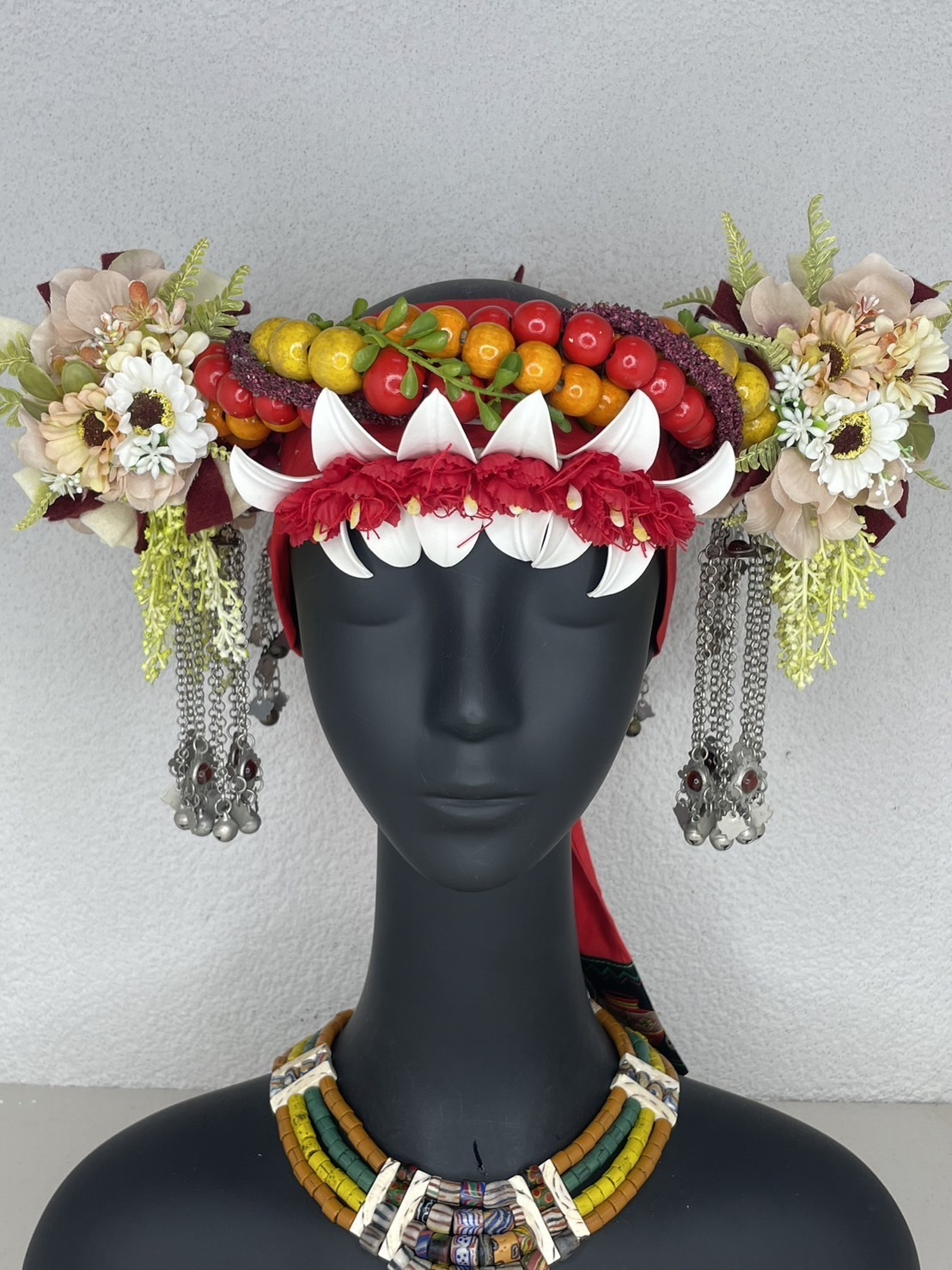 W-No.63木珠配花轉珠頭飾55cm