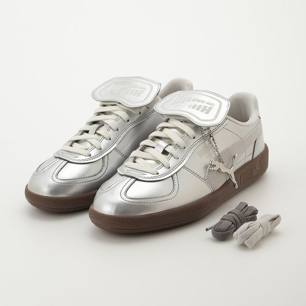 日本限定 別注款 emmi×PUMA PALERMO PREMIUM 翻蓋鞋舌 電鍍銀 y2k銀 膠底 女款 賽車鞋 復古休閒鞋 404473-01