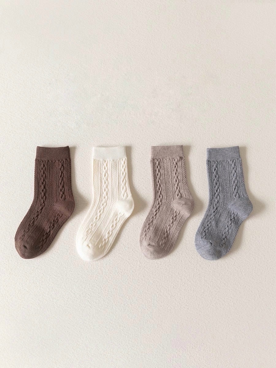 立體麻花純色襪