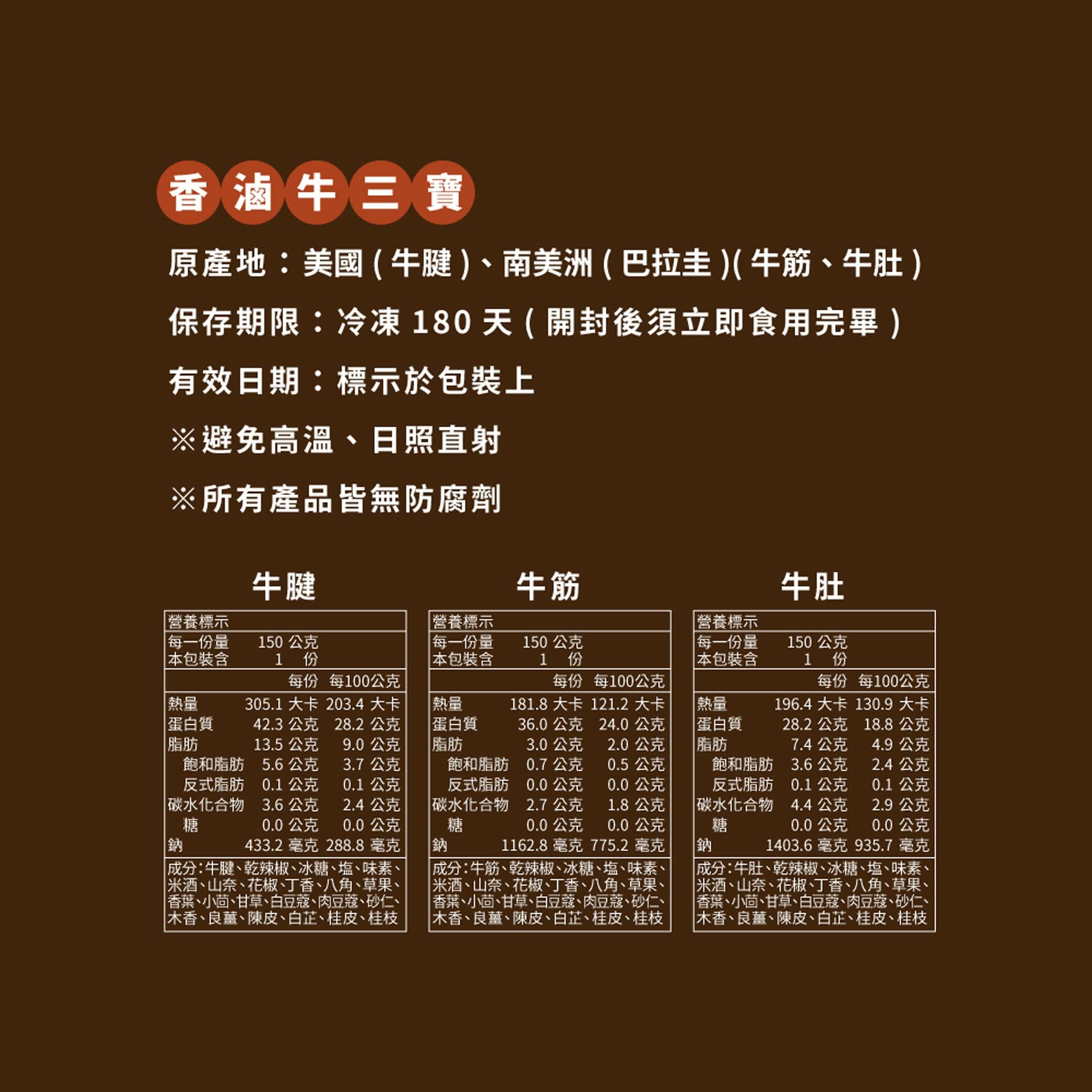牛三寶營養標示
