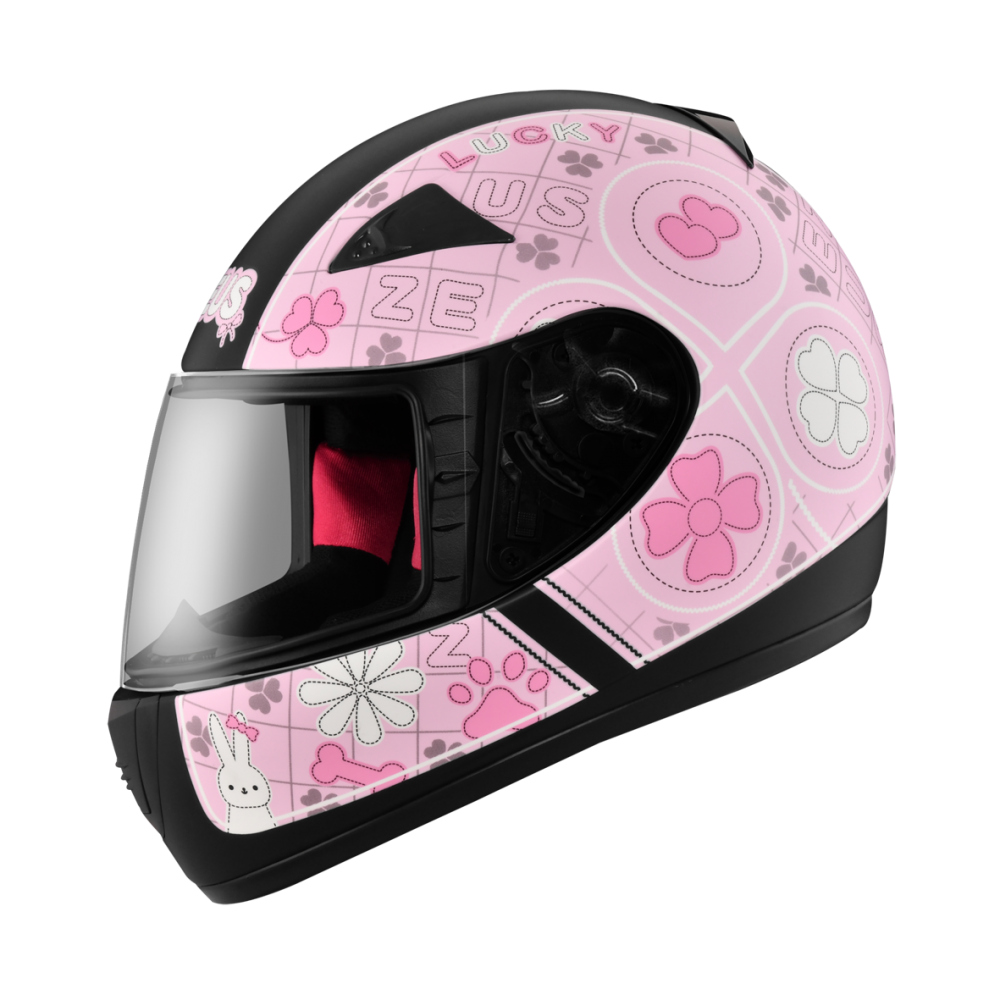 ZEUS ZS-2000C F62 消光黑/粉 彩繪 全罩帽款 小帽體