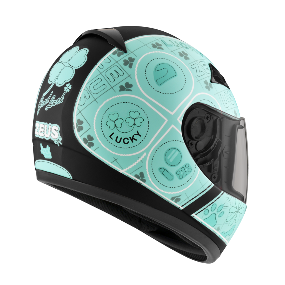 ZEUS ZS-2000C F62 消光黑/綠 彩繪 全罩帽款 小帽體