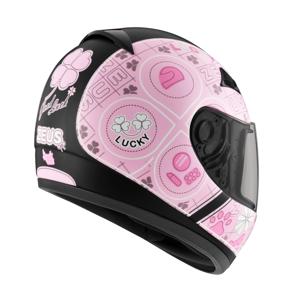 ZEUS ZS-2000C F62 消光黑/粉 彩繪 全罩帽款 小帽體