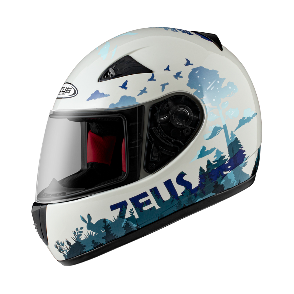 ZEUS ZS-2000C F63 暖灰/藍 彩繪 全罩帽款 小帽體