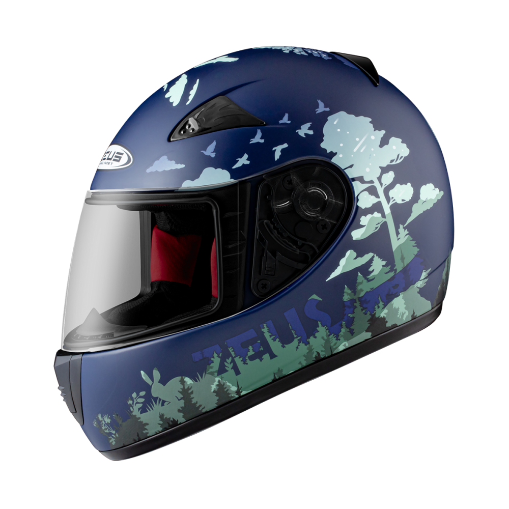 ZEUS ZS-2000C F63 消光暗藍/綠 彩繪 全罩帽款 小帽體