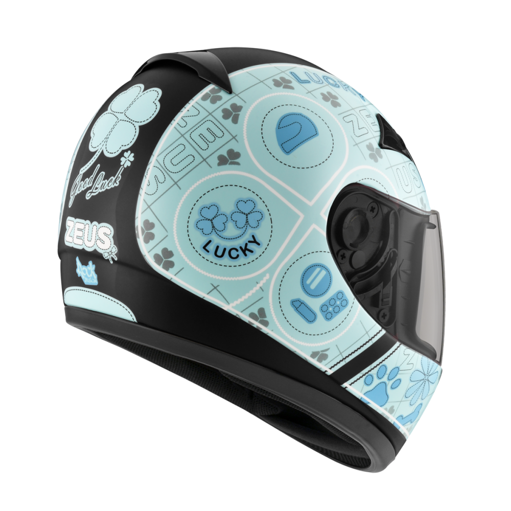 ZEUS ZS-2000C F62 消光黑/藍 彩繪 全罩帽款 小帽體