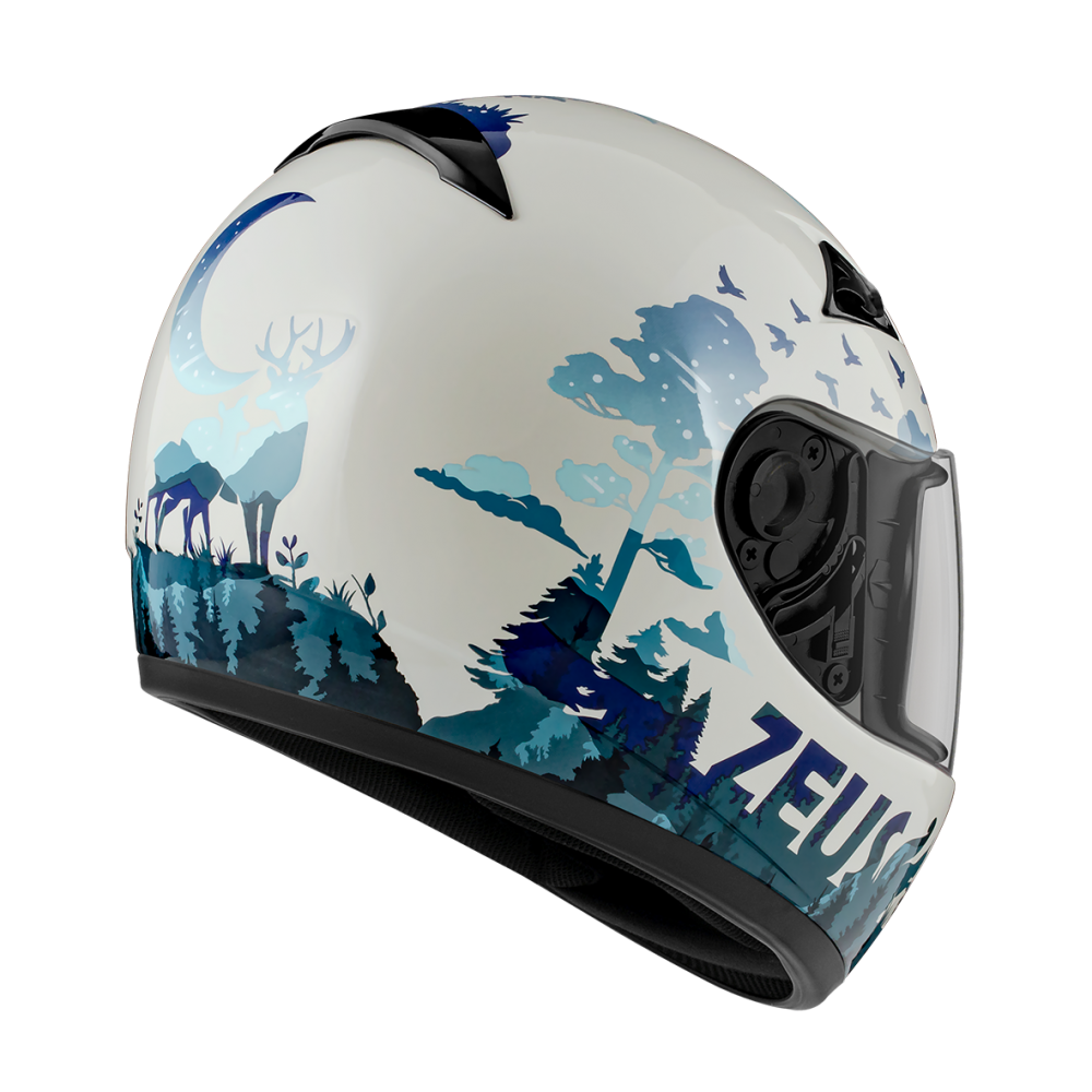 ZEUS ZS-2000C F63 暖灰/藍 彩繪 全罩帽款 小帽體
