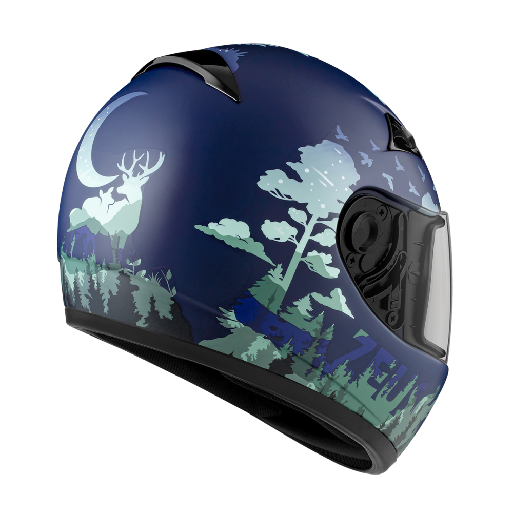 ZEUS ZS-2000C F63 消光暗藍/綠 彩繪 全罩帽款 小帽體