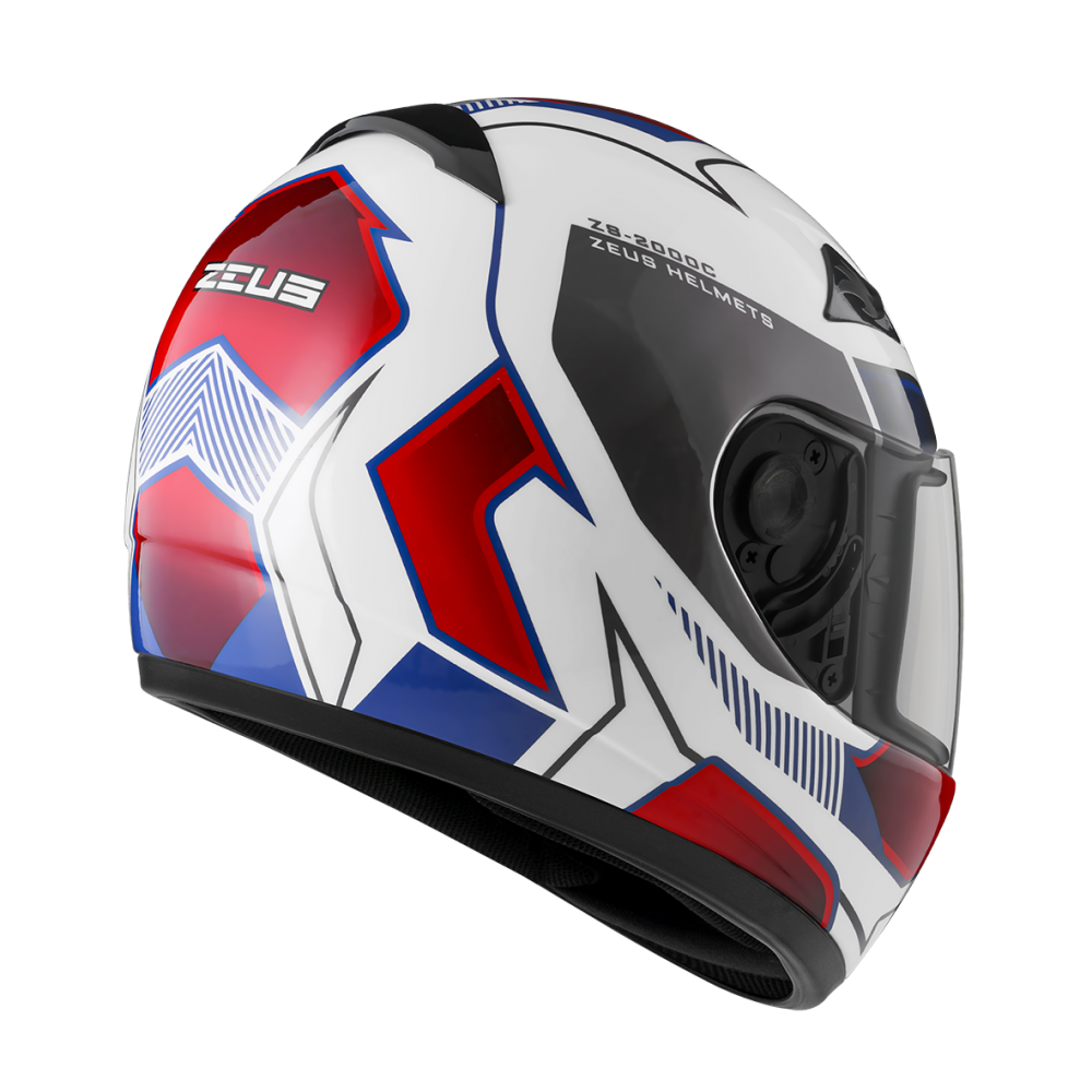 ZEUS ZS-2000C F65 白/紅藍 彩繪 全罩帽款 小帽體