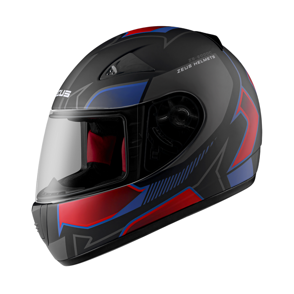 ZEUS ZS-2000C F65 消光黑/紅藍 彩繪 全罩帽款 小帽體
