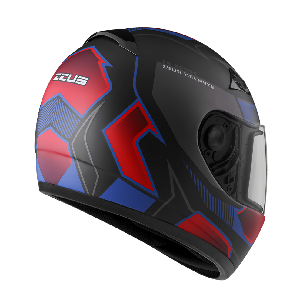 ZEUS ZS-2000C F65 消光黑/紅藍 彩繪 全罩帽款 小帽體