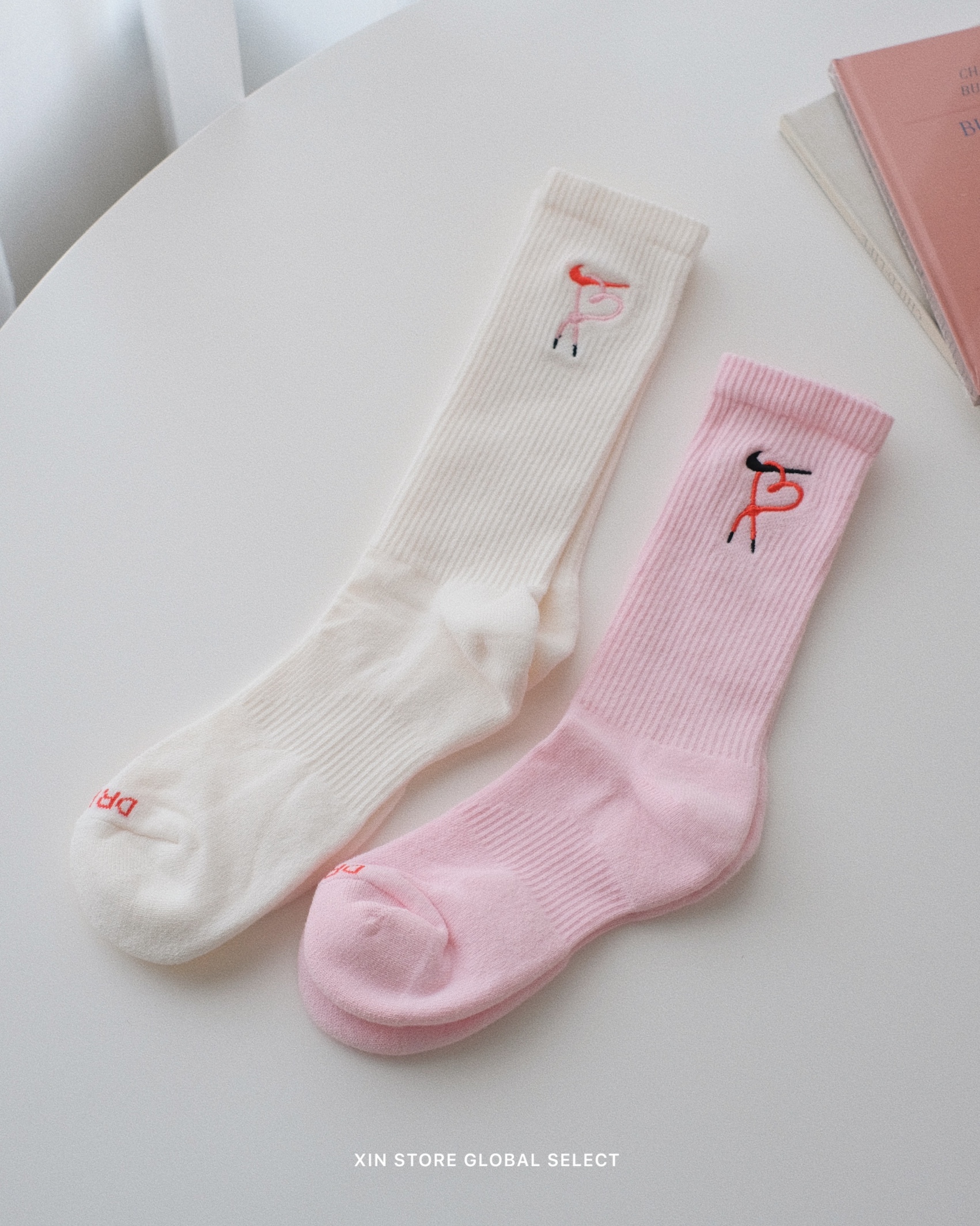 【現貨】Nike Everyday Dri-FIT Sock 情人節限定 愛心鞋帶 刺繡 長襪 單雙 米白 粉色