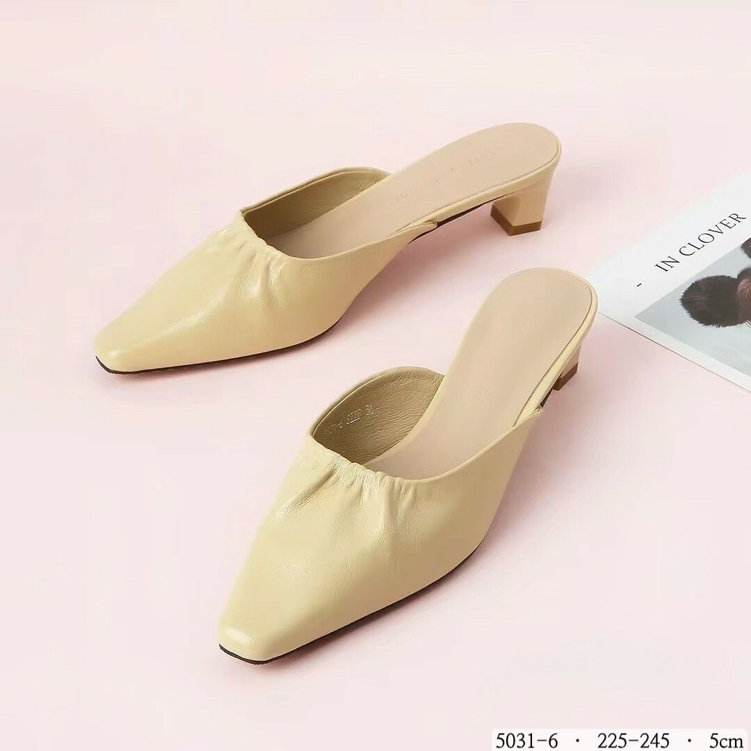 5031-6韓國法式皺摺雲朵氣質拖