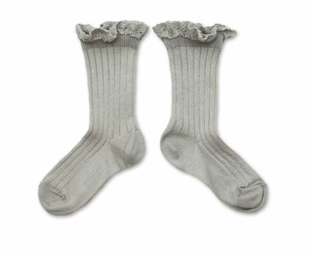 (預購) COLLEGIEN 金蔥荷葉邊襪 Victorine - 105 Gris Perle 珍珠灰