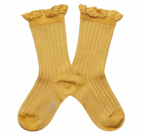 COLLEGIEN 金蔥荷葉邊襪 Victorine - Camomille洋甘菊黃