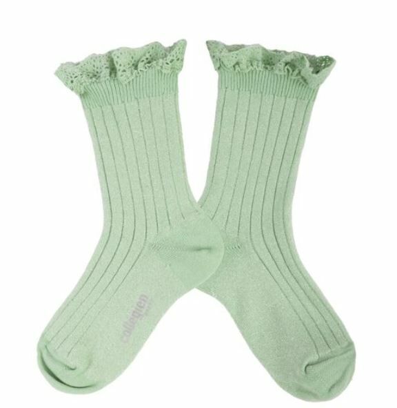 COLLEGIEN 金蔥荷葉邊襪 Victorine - Verveine淺綠