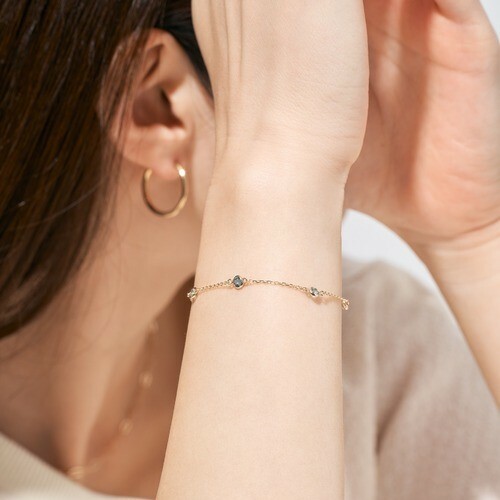 【me.luxe】K10繽紛藍彩拓帕石、檸檬晶拓帕石、紫晶石榴坦桑手鍊