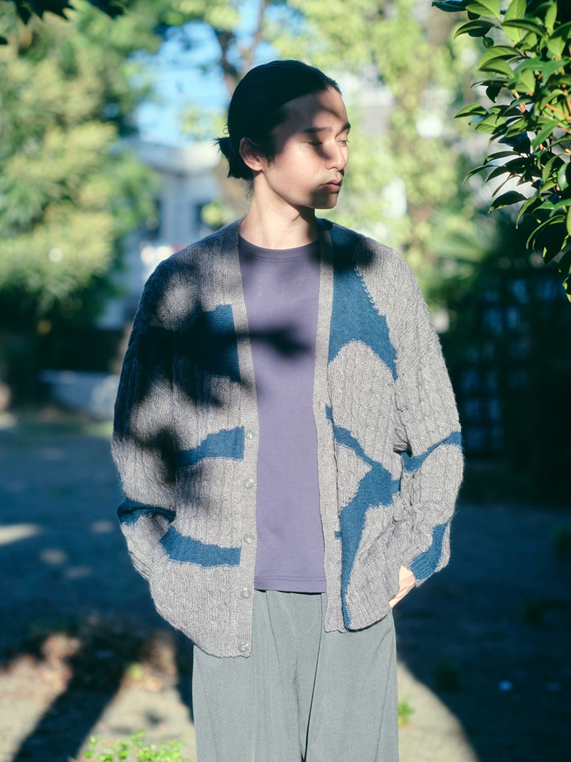 Crack Between Stones Melange Cable Light Cardigan Gray