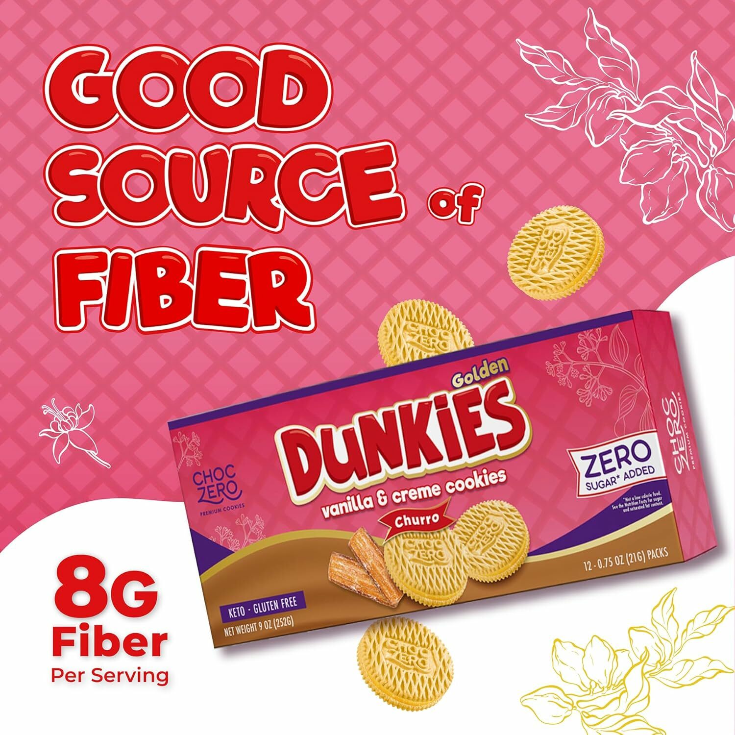 Choczero 無麩質低碳肉桂雲尼拿夾心曲奇 252g (新舊包裝隨機發送)