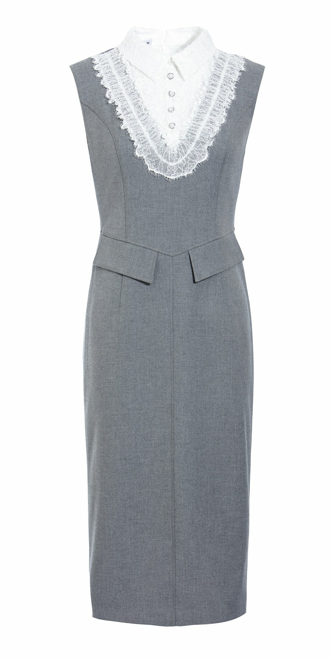 BD15103E1 秩序與蕾絲拼接無袖洋裝