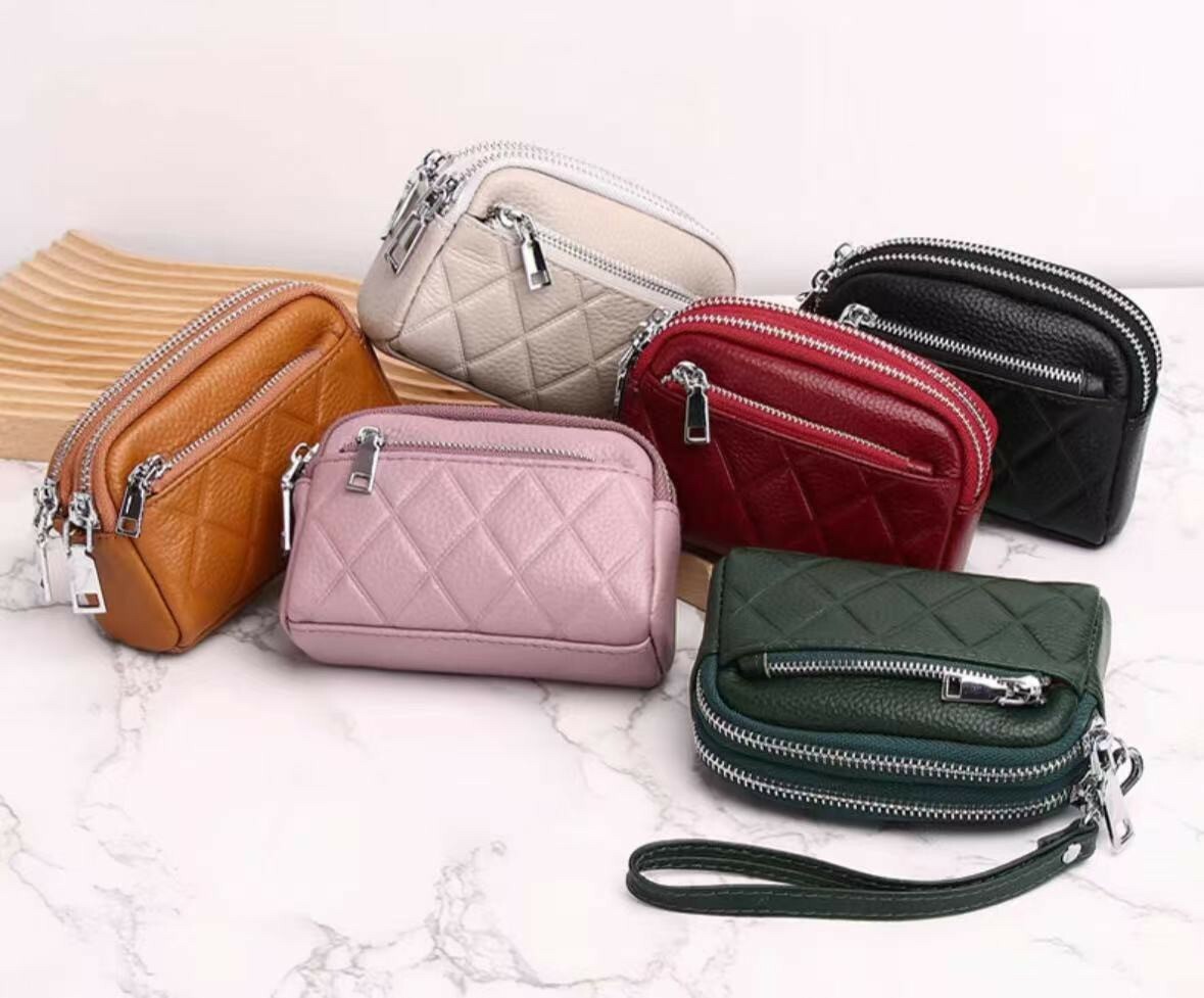 【1788菱格雙拉鏈零錢包】