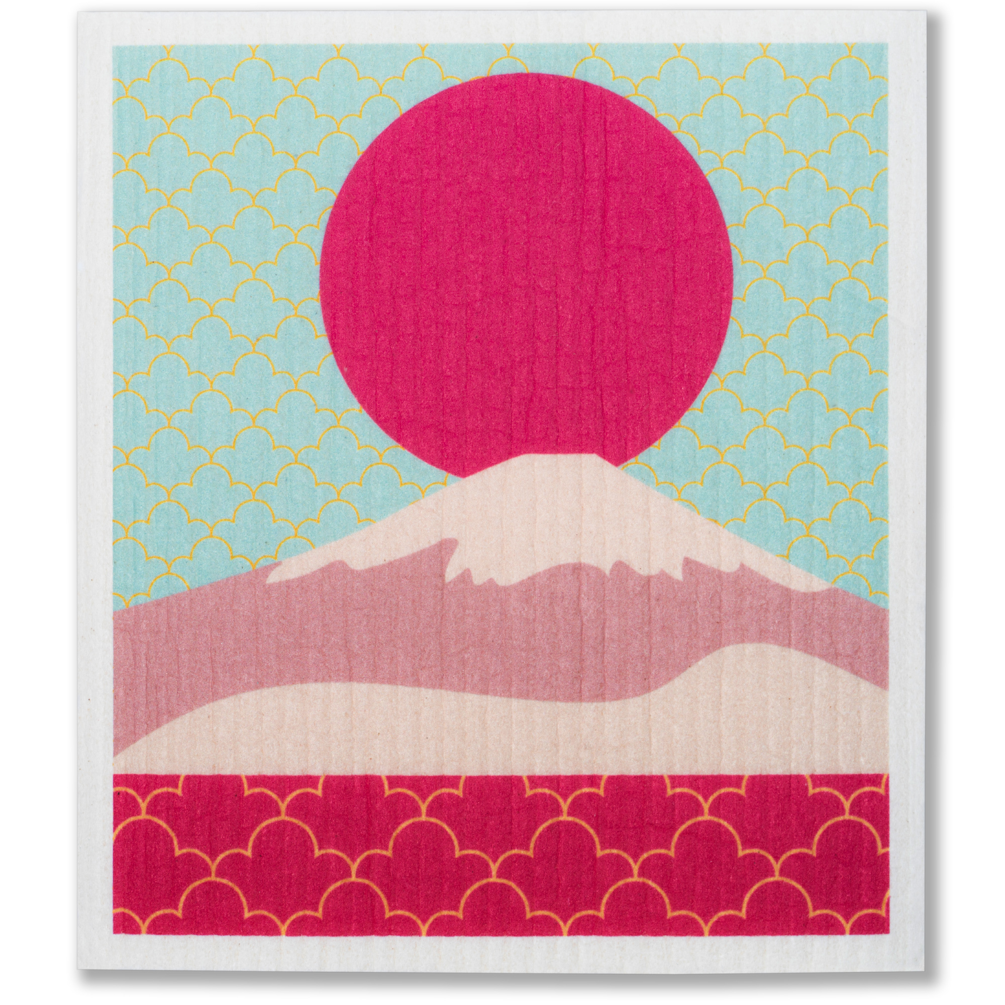 LEAFFY sakura oriental summer eco friendly cellulose sponge cloth - mt. fuji