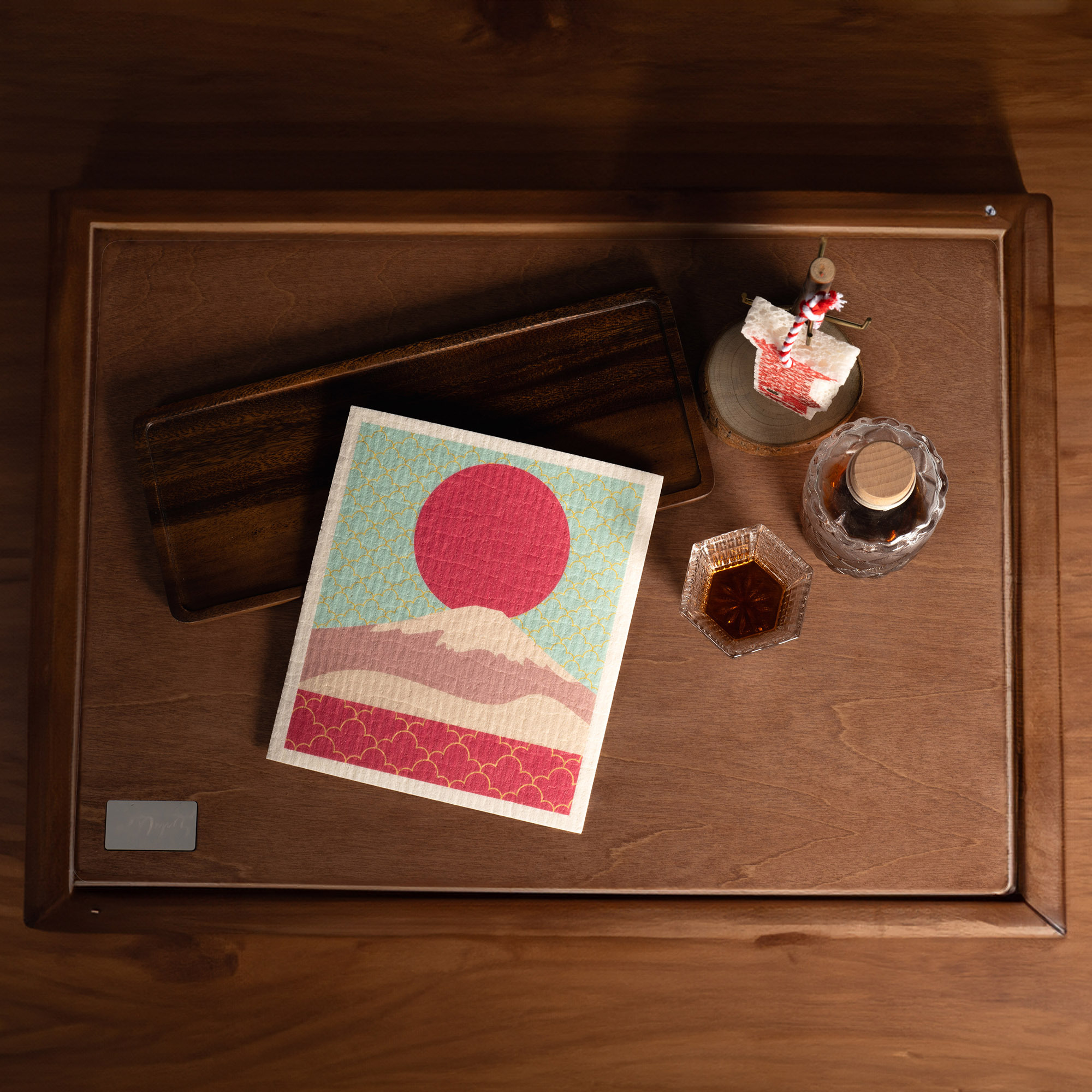 LEAFFY sakura oriental summer eco friendly cellulose sponge cloth - mt. fuji
