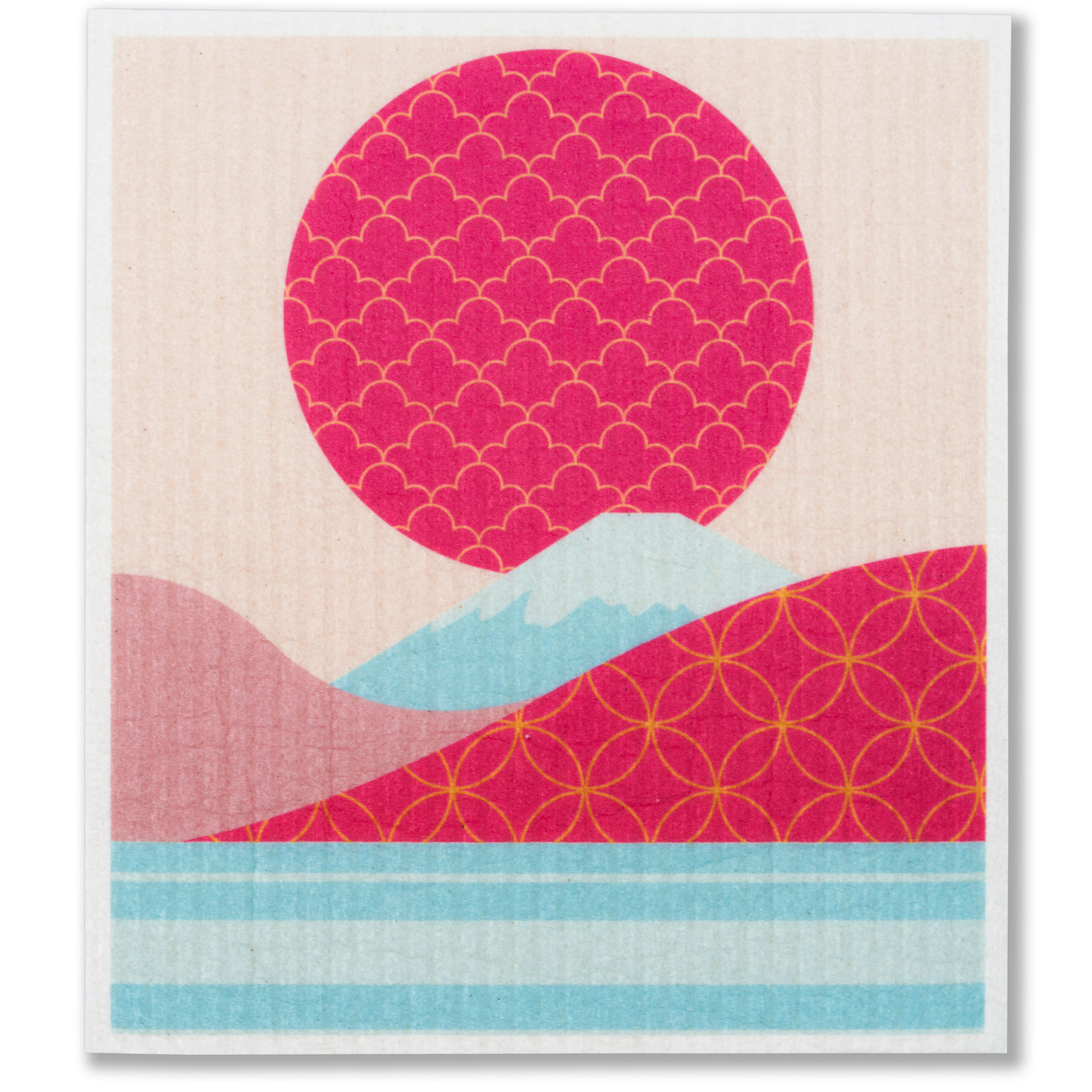LEAFFY sakura oriental summer eco friendly cellulose sponge cloth - mt. fuji lake
