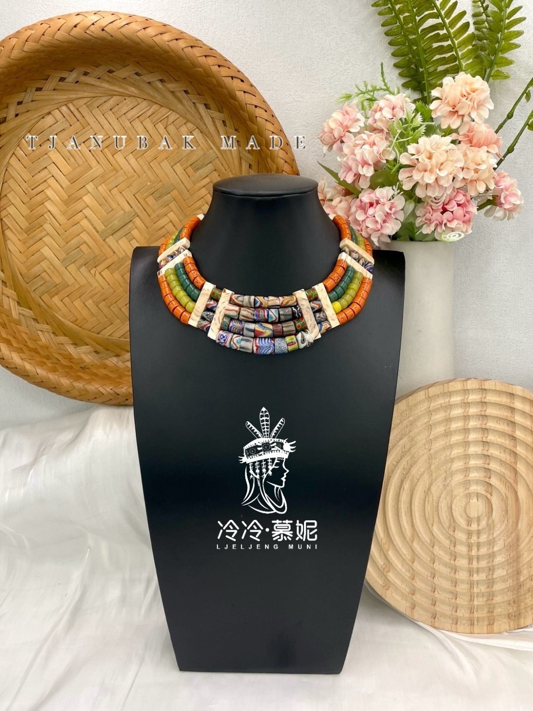 W-No.62傳統花珠四排頸鍊36cm