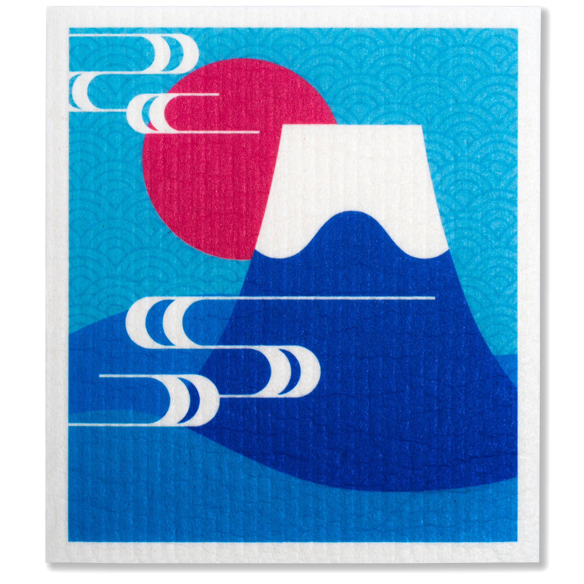 LEAFFY sakura oriental winter eco friendly cellulose sponge cloth - mt. fuji