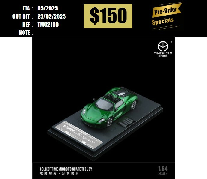 PO-$150 * TIME MICRO * 1:64 PORSCHE 918 SPYDER METALLIC GREEN [OD18/02]