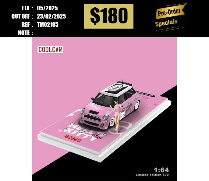 PO-$180 * TIME MICRO * 1:64 MINI COOPER R56 KITTY PINK W/FIGURE [OD18/02]