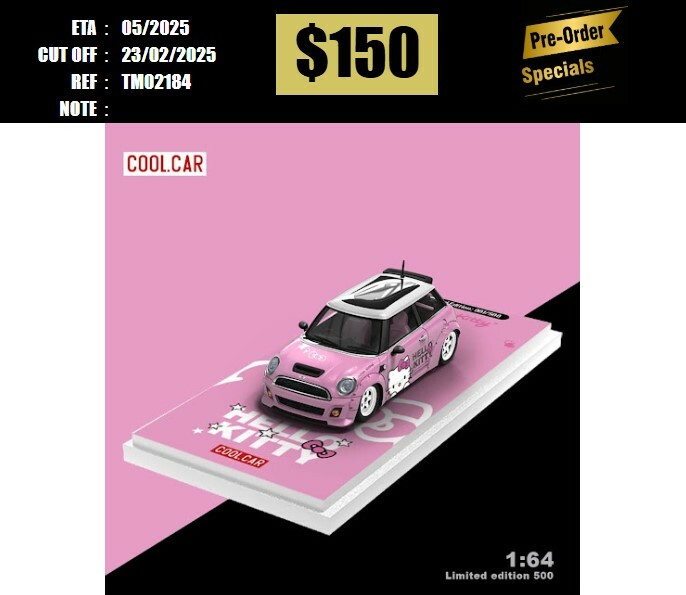 PO-$150 * TIME MICRO * 1:64 MINI COOPER R56 KITTY PINK [OD18/02]