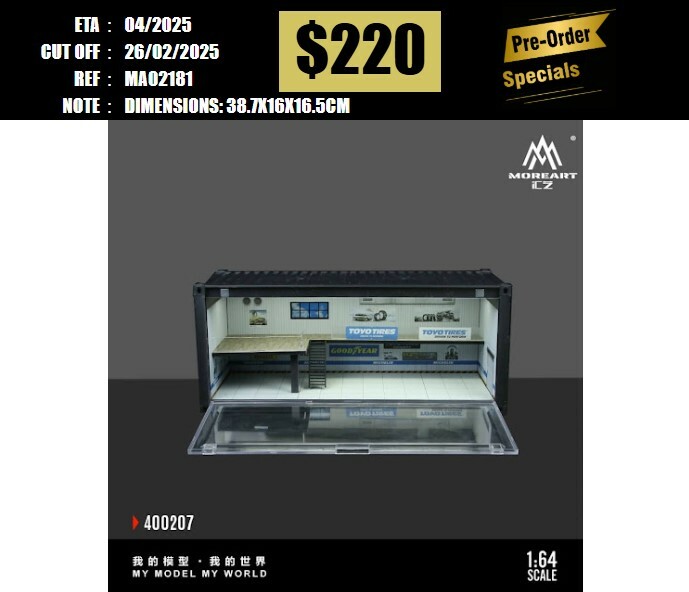 PO-$220 * MOREART * 1:64 DIORAMA - CONTAINER REPAIR SHOP SCENE (400207) [OD18/02]