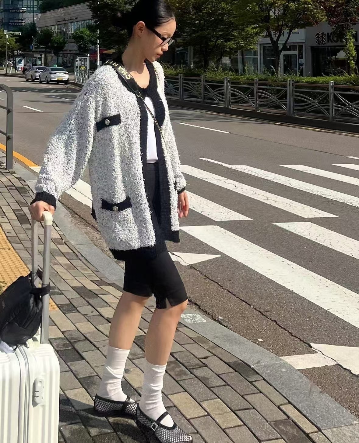 韓國BOWIE 小香風針織毛衣外套