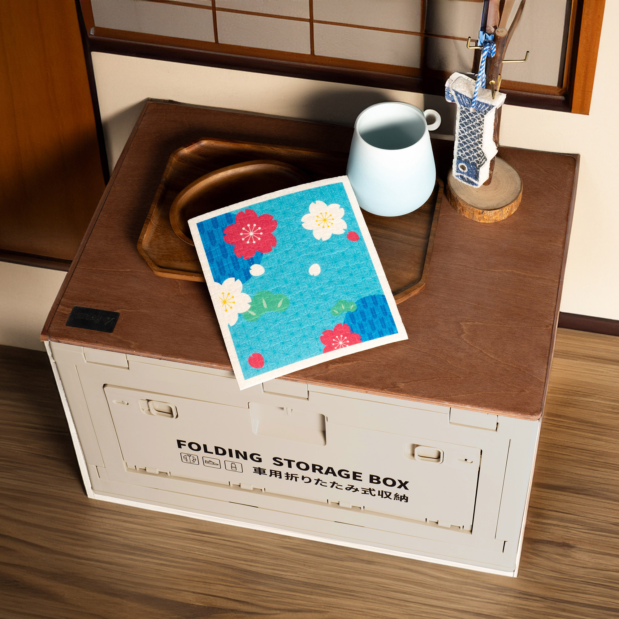 LEAFFY sakura oriental winter eco friendly cellulose sponge cloth - sakura