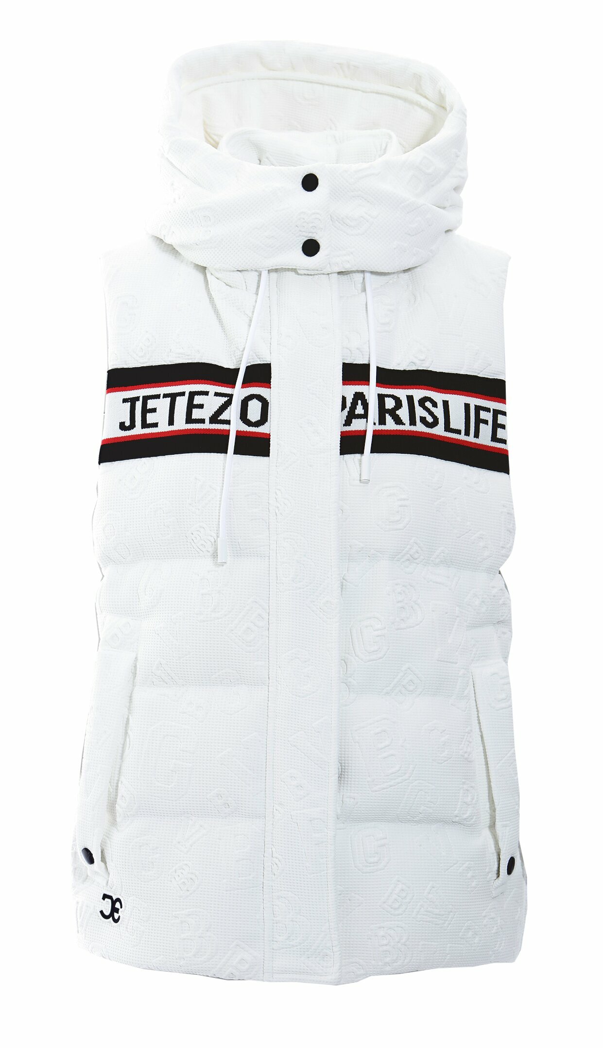 BD15407Y1 霧白立體壓紋條紋logo羽絨背心 (鵝絨)*