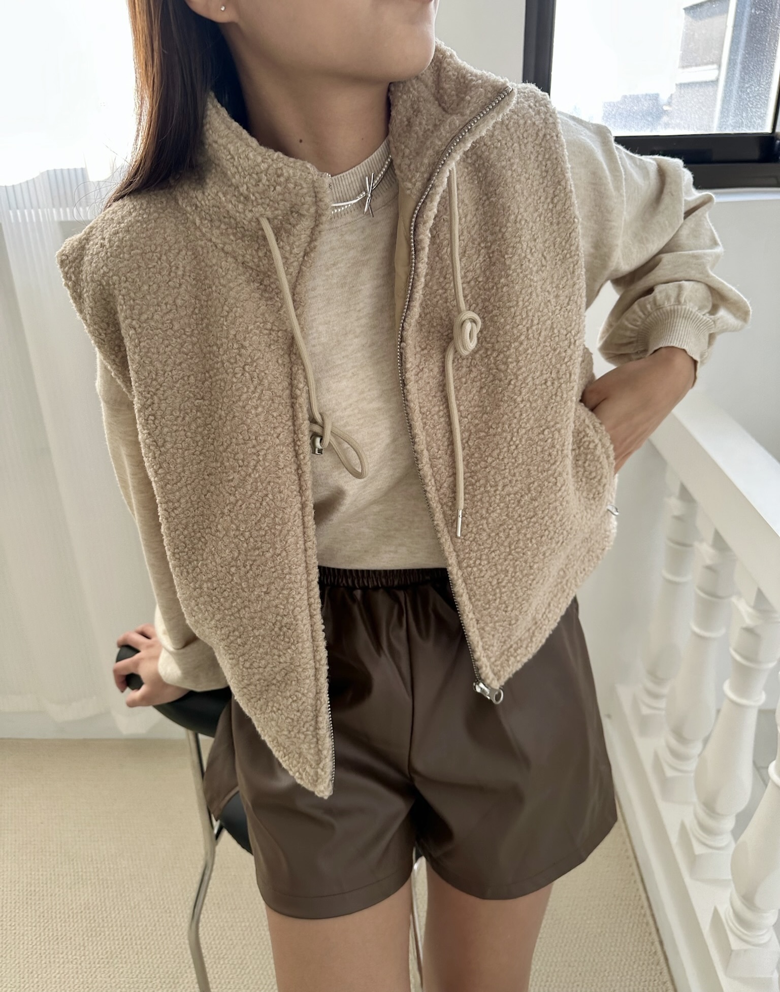 茸茸小熊羊羔毛背心