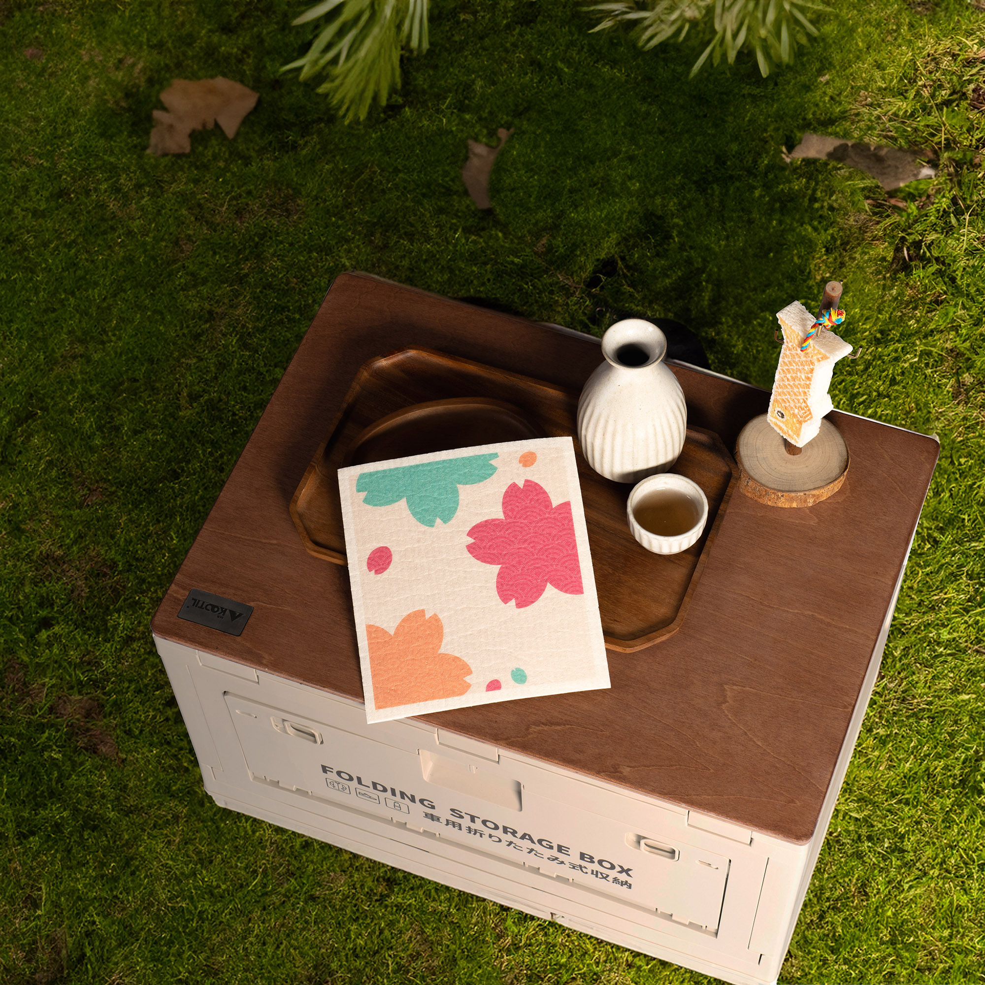 LEAFFY sakura oriental autumn eco friendly cellulose sponge cloth - sakura