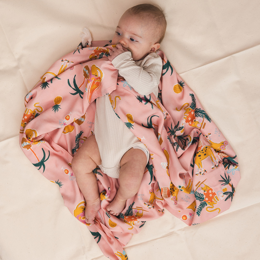 La Millou波蘭 竹纖涼感巾｜抗菌包巾｜石虎渡假中(粉底)