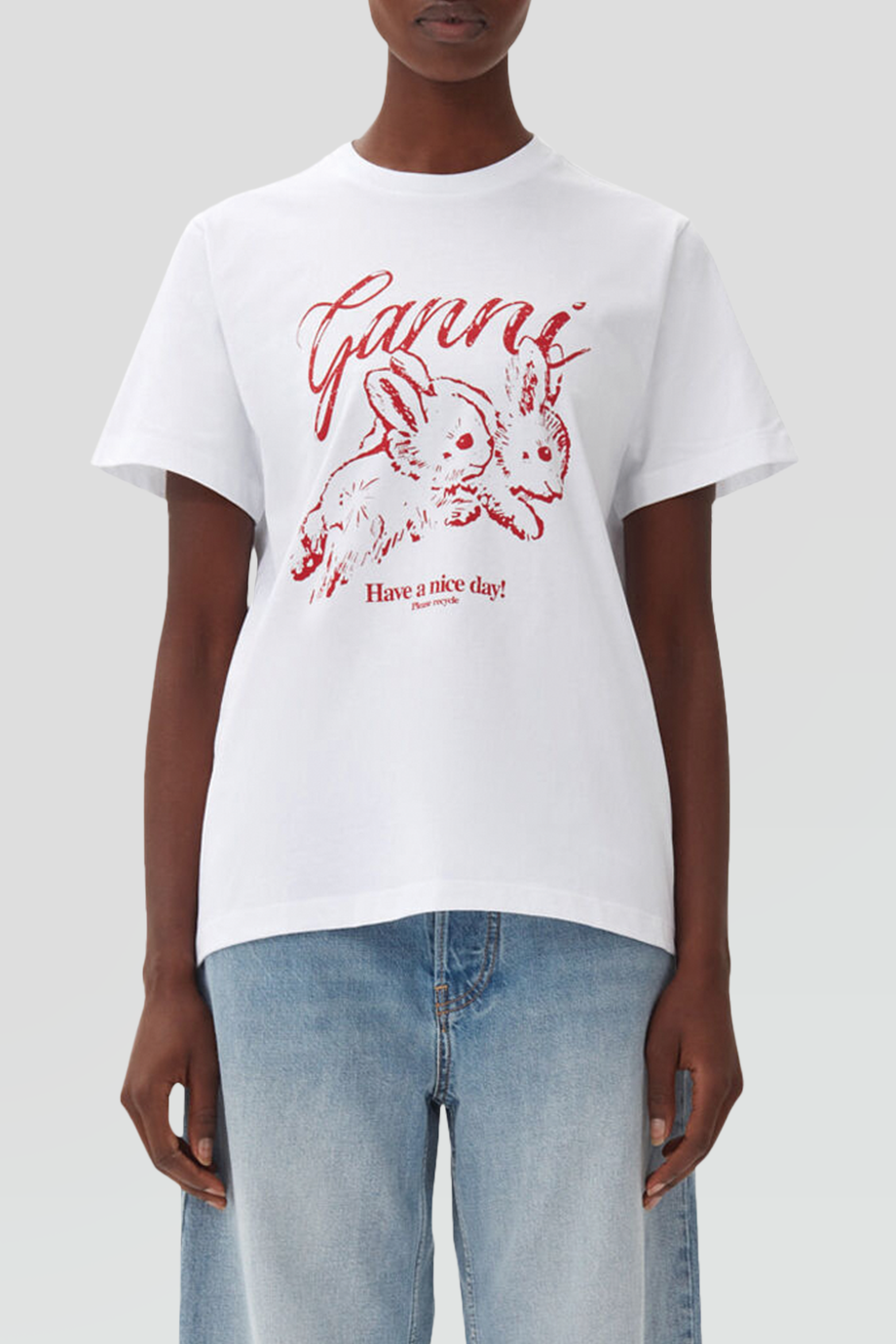 GANNI｜BUNNIES 圓領兔子印花短袖T