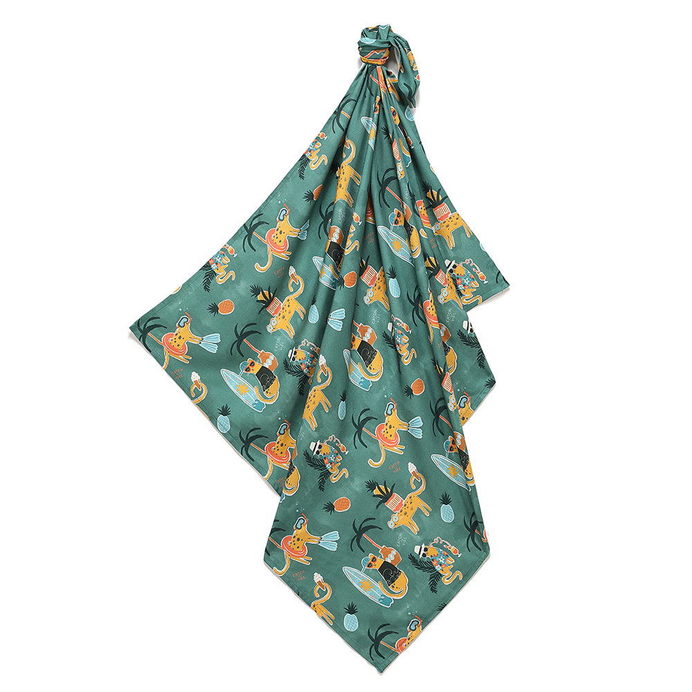 La Millou波蘭 竹纖涼感巾｜抗菌包巾｜石虎渡假中(綠底)