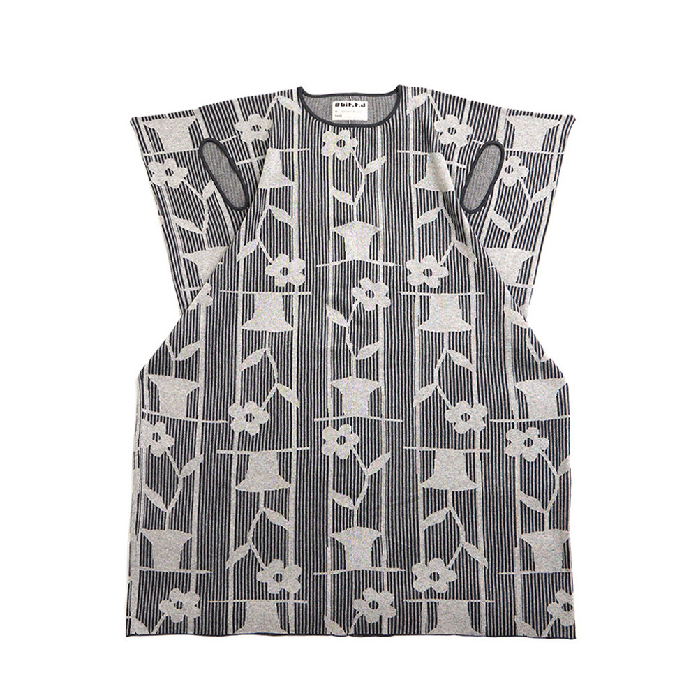 Hai'an Road Flower_ Square Midi Dress- Dark Gray