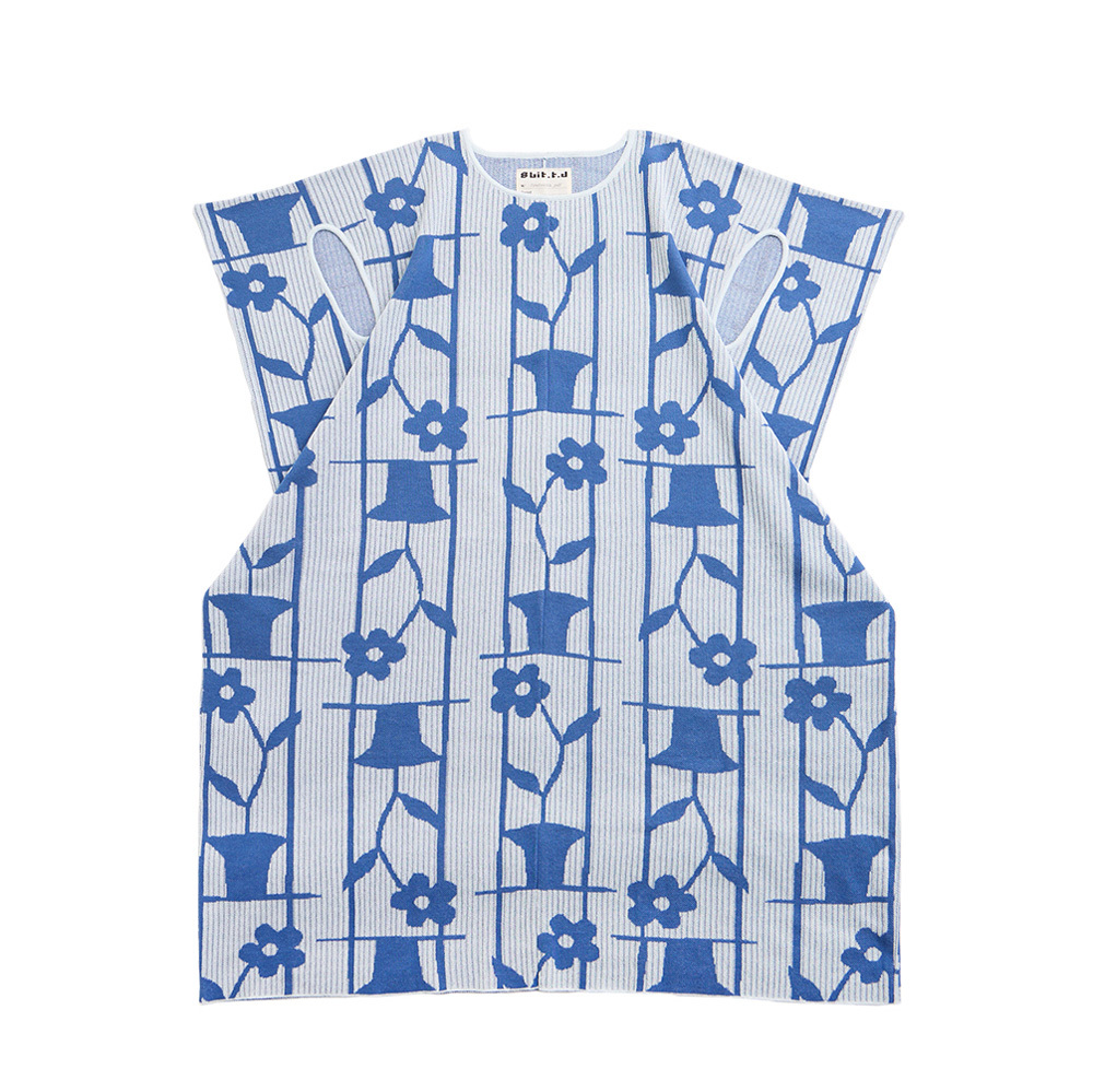 Hai'an Road Flower_ Square Midi Dress- Blue