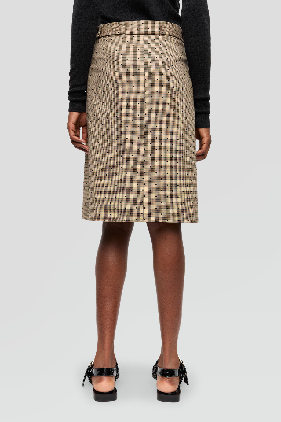 GANNI｜FLOCK 腰帶裝飾絨點格紋直筒裙