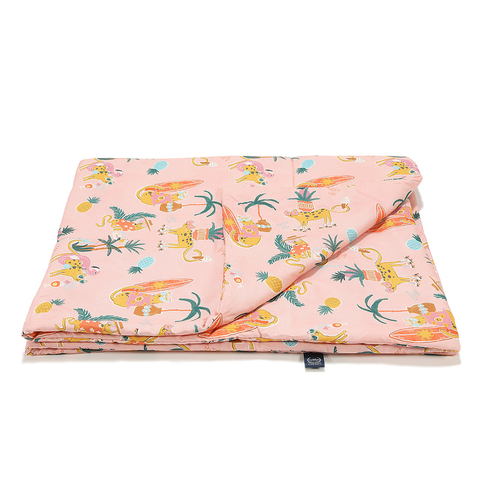 La Millou波蘭 竹纖涼感被(140x110cm)｜抗菌被｜無流蘇簡約質感｜石虎渡假中(粉底)