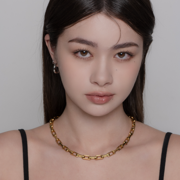 OUS Squared-off Oval Chain Necklace 極簡側平項鍊 金