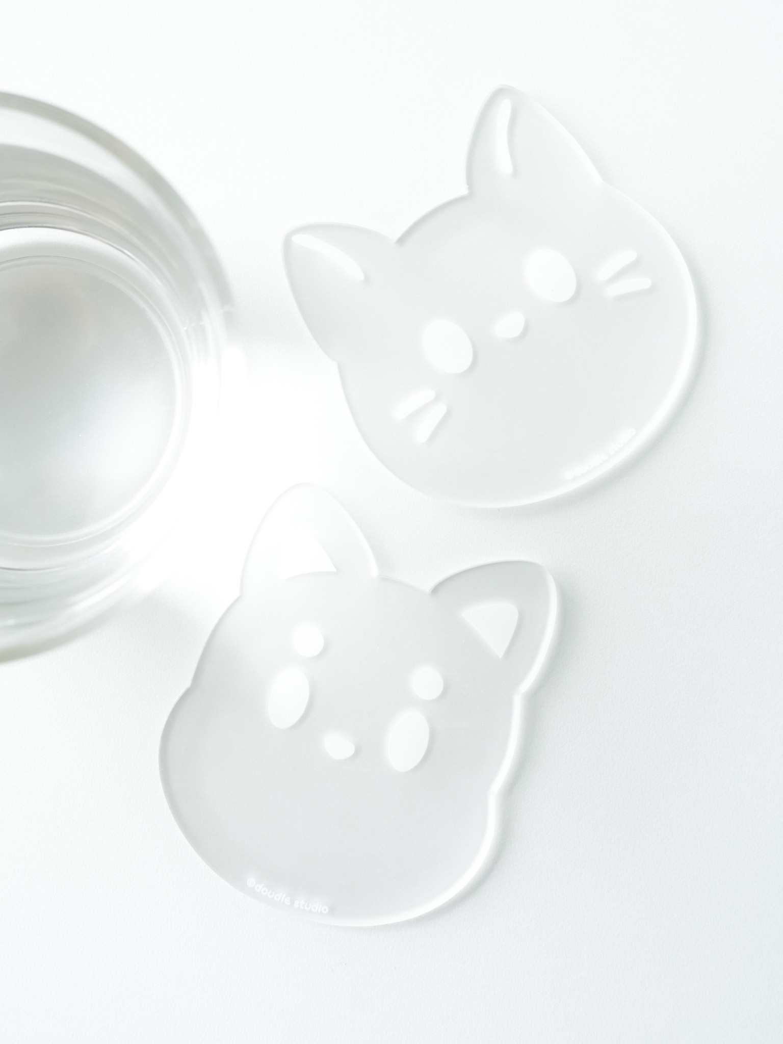 豆豆喵喵磨砂造型壓克力杯墊