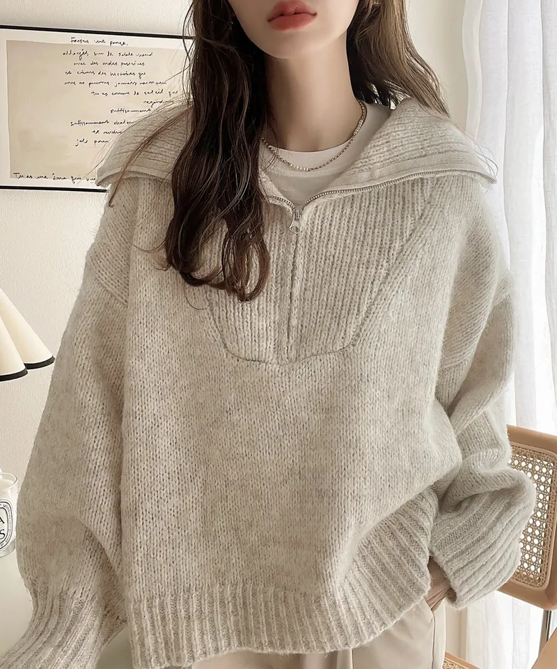 日本選物🇯🇵 | JAVA 翻領款 半拉鏈 針織衣