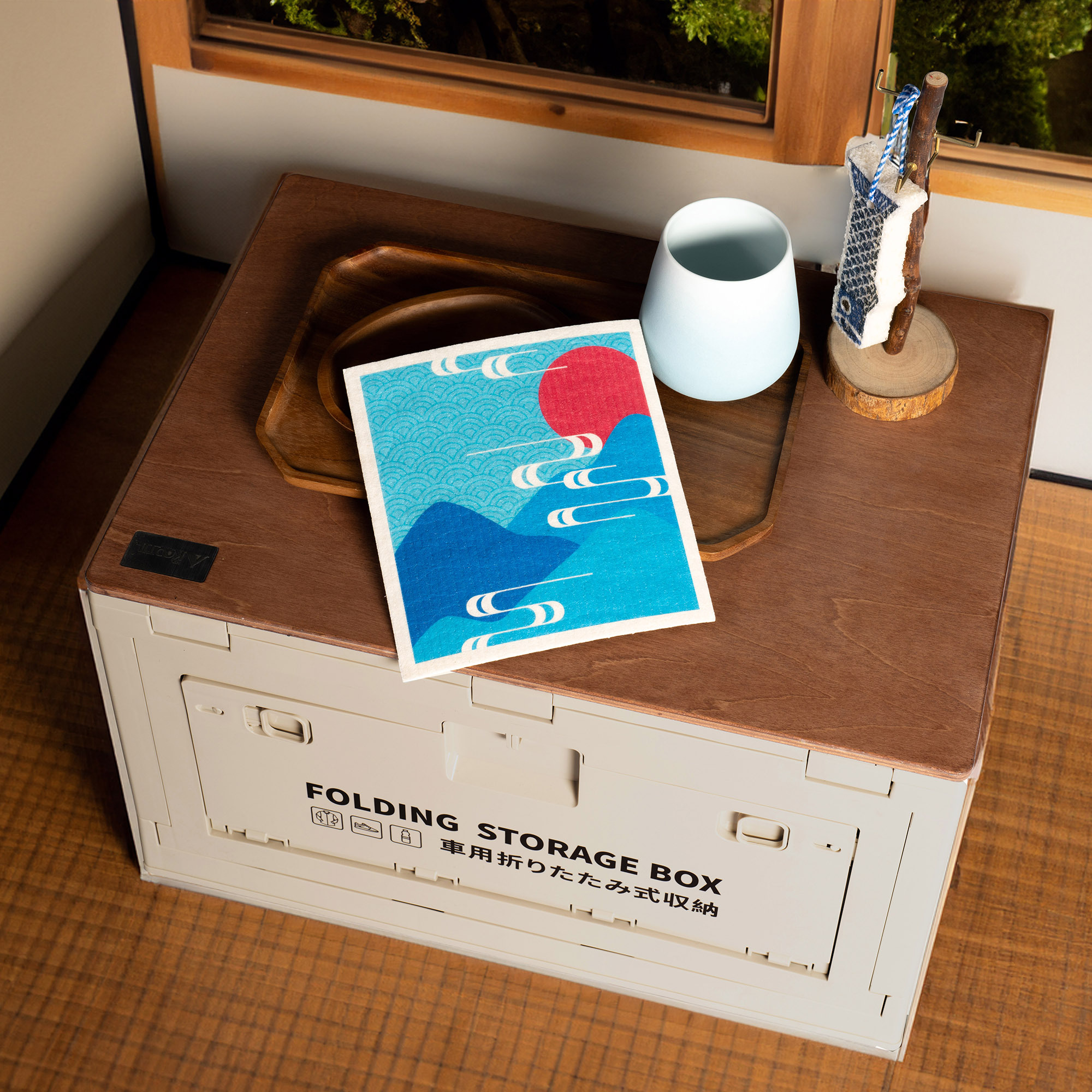 LEAFFY sakura oriental winter eco friendly cellulose sponge cloth - mountain trail